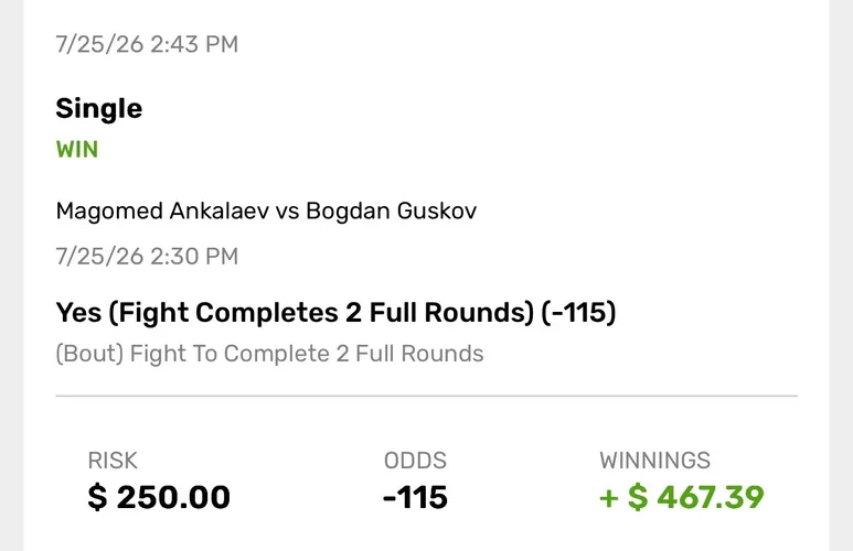 Settled winning bet slip 3 of 8