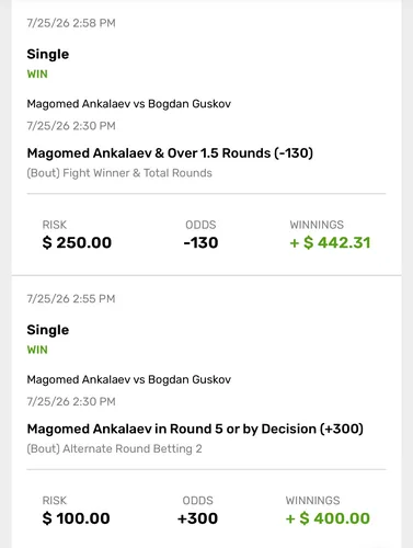 Settled winning bet slip 4 of 8