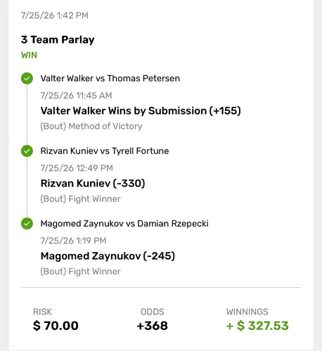 Settled winning bet slip 8 of 8
